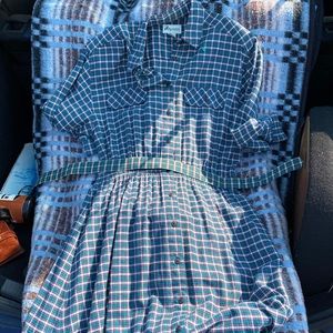 Vintage plaid dress with belt